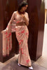 Pastel Peach Pure Satin Digital Printed Creep Saree