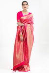 Deep Pink Silk Saree With Beautiful Pallu