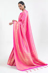 Hot Pink Silk Saree With Beautiful Pallu