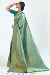 Shaded Sea Green Silk Saree With Beautiful Pallu