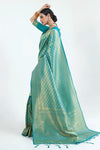 Shaded Sky Blue Silk Saree With Beautiful Pallu