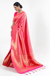 Deep Pink Silk Saree With Beautiful Pallu