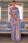 Stylish Blue Colour Handloom Weaving Silk Saree