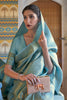 Beautiful Sky Blue Colour Handloom Weaving Silk Saree
