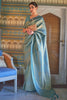 Beautiful Sky Blue Colour Handloom Weaving Silk Saree