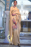 Beautiful Cream Colour Handloom Weaving Silk Saree