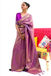 Purple Soft Kanjivaram SilkWedding Saree With Blouse