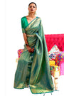 Bottle Green Woven Kanjivaram Wedding Saree With Blouse