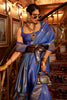 Blue Handloom Silk Saree With Zari Weaving Work