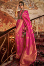 Rani Pink Handloom Silk Saree With Zari Weaving Work
