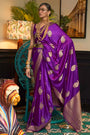 Purple Nylon Pure Satin Silk Saree With Weaving Work