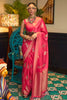 Pink Pure Satin Silk Saree With Weaving Work
