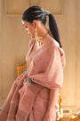 Peach Tissue Saree With Handloom Weaving Work