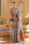Light Grey Tissue Saree With Handloom Weaving Work