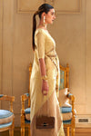 Yellow Tissue Saree With Handloom Weaving Work