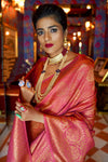 Shine Pink Colour Kylie Silk Saree With Handloom Weaving