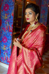 Shine Pink Colour Kylie Silk Saree With Handloom Weaving