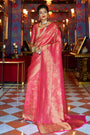 Shine Pink Colour Kylie Silk Saree With Handloom Weaving