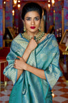 Shine Sky Blue Colour Kylie Silk Saree With Handloom Weaving