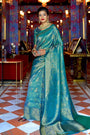 Shine Sky Blue Colour Kylie Silk Saree With Handloom Weaving