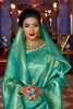 Basil Green Kylie Silk Saree With Handloom Weaving