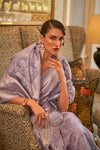 Light Purple Silk Saree With Handloom Weaving