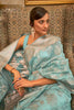 Arctic Blue Silk Saree With Handloom Weaving