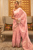 Pastel Peach Silk Saree With Handloom Weaving