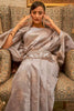 Grey Silk Saree With Handloom Weaving