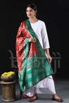 Red and Green combination heavy look Zari Woven Jacquard Dupatta