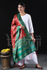 Red and Green combination heavy look Zari Woven Jacquard Dupatta