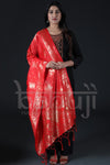 Rubi Red heavy look Zari Woven Jacquard Dupatta