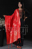 Rubi Red heavy look Zari Woven Jacquard Dupatta