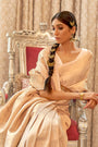 Cream Colour Soft Handloom Zari Weaving Silk Saree