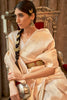 Cream Colour Soft Handloom Zari Weaving Silk Saree