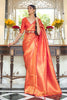 Orange Soft Handloom Zari Weaving Silk Saree