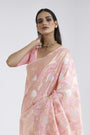 Rosewood Light Pink Lenen Silk Saree With Blouse