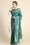 Peacock Green Golden Zari Woven Kanjivaram Saree
