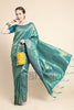 Peacock Green Golden Zari Woven Kanjivaram Saree