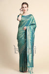Peacock Green Golden Zari Woven Kanjivaram Saree