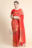 Tart Red Golden Zari Woven Kanjivaram Saree with Blouse