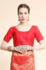 Tart Red Golden Zari Woven Kanjivaram Saree with Blouse