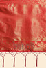 Tart Red Golden Zari Woven Kanjivaram Saree with Blouse