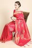 Cerise Pink & Golden Zari Waving Kanjivaram Saree