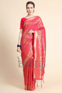Cerise Pink & Golden Zari Waving Kanjivaram Saree