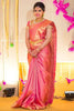 Beautiful Baby Pink Litchi Silk Saree With Rich Pallu And Blouse