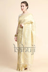 Off-white Gold Zari Woven Kanjivaram Saree with Blouse