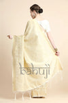 Off-white Gold Zari Woven Kanjivaram Saree with Blouse