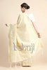 Off-white Gold Zari Woven Kanjivaram Saree with Blouse