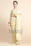 Off-white Gold Zari Woven Kanjivaram Saree with Blouse